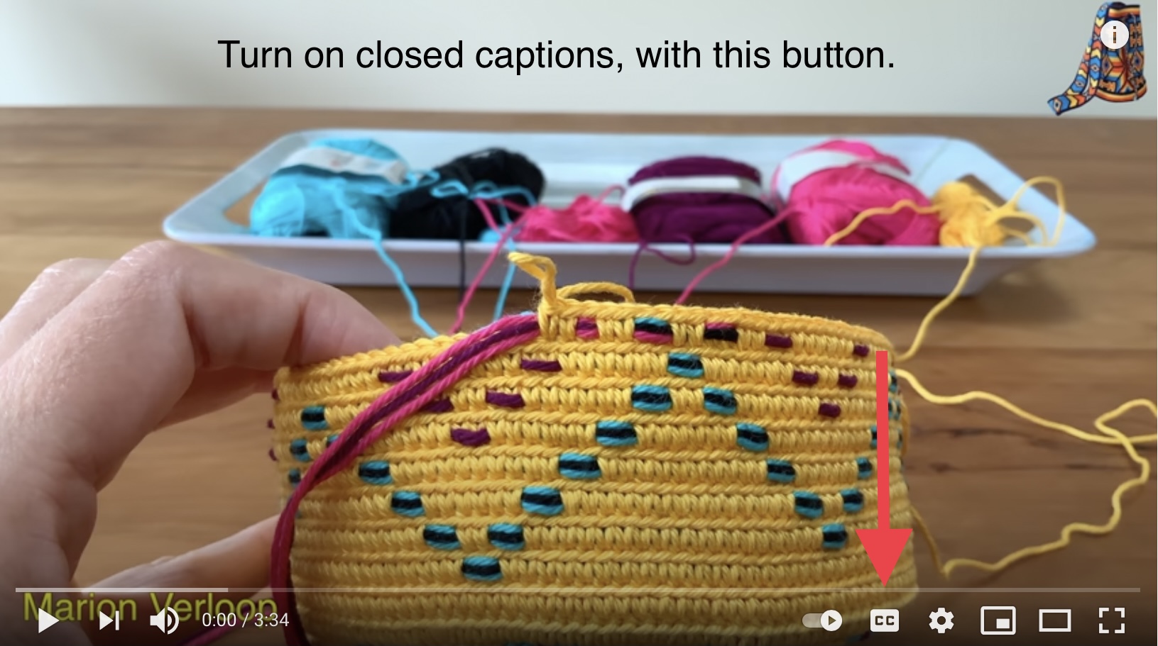 Closed captions, Subtitles, Accessibility, Crochet tutorials, YouTube, Crochet for beginners, Hearing impaired, Marion Verloop, Inclusive crafting