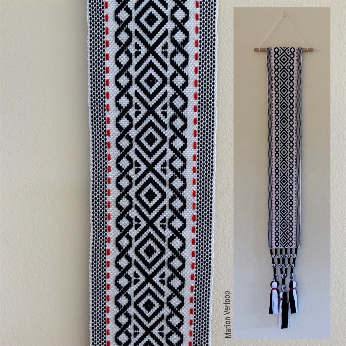 Traditional woven band with a striped pattern, inspired by classic Dutch apron fabrics (schortenbont).